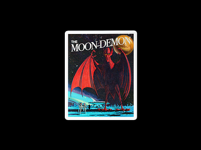 8/21 The Moon-Demon design devil graphic horror minimal moon retro scifi sticker typography vintage