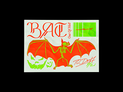 9/21 Bat out of Hell bat brutalism design graphic halloween hell illustration line meatloaf minimal poster red skeleton type typography