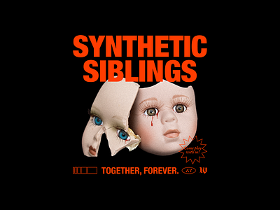 13/21 SYNTHETIC SIBLINGS annabelle brutalism chucky creepy design dolls graphic halloween red type typography
