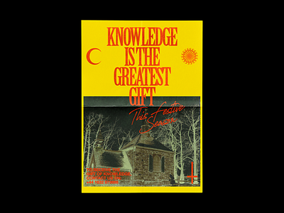 KNOWLEDGE IS THE GREATEST GIFT brutalism christmas church design festive gift graphic knowledge minimal occult poster red typography xmas