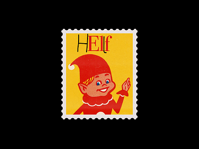 HelLf christmas design elf graphic hello illustration minimal mockup stamp typography vintage