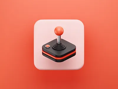 Joystick 3D Icon 3d arcade b3d blender controller cycles game icon illustration joystick nostalgy orange red