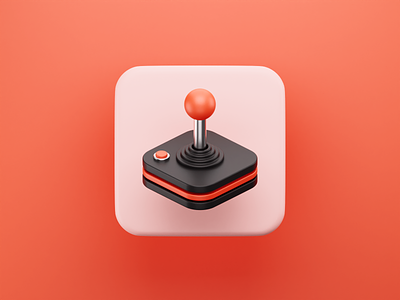 Joystick 3D Icon 3d arcade b3d blender controller cycles game icon illustration joystick nostalgy orange red