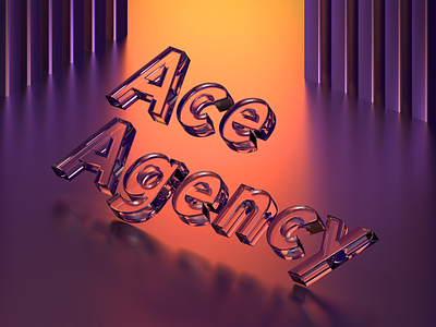 Ace Glass Logo 3d 3dart ace b3d blender crimson cycles glass illustration metal orange puple render sunset text twilight wall