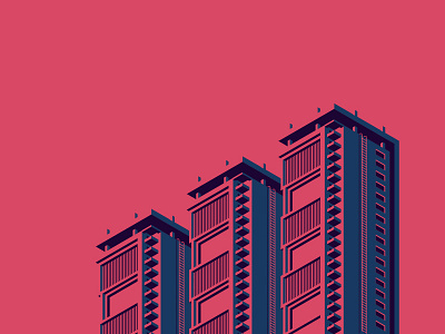 Red Isometric Building building flat illustrator isometric red