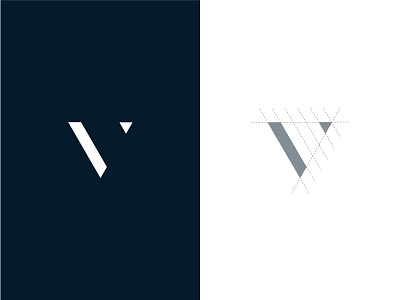 V Logo Concept bw concept darkblue grid logo grid minimal v v logo white