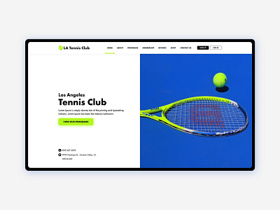 Tennis Club blue branding club green interface label minimal neon photoshop sport tennis ui ux xd