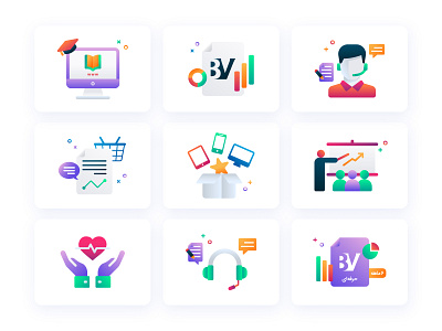 Pellekan Illustrations branding colorful contact fintech flat gradient icon illustraion illustrator interface simple support ui vector web