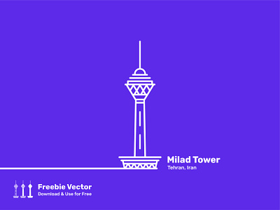 Freebie: Milad Tower Vector asia blue editable free free ai free to use freebie freebies illustraion iran landmark linear milad tower minimal purple simple tehran
