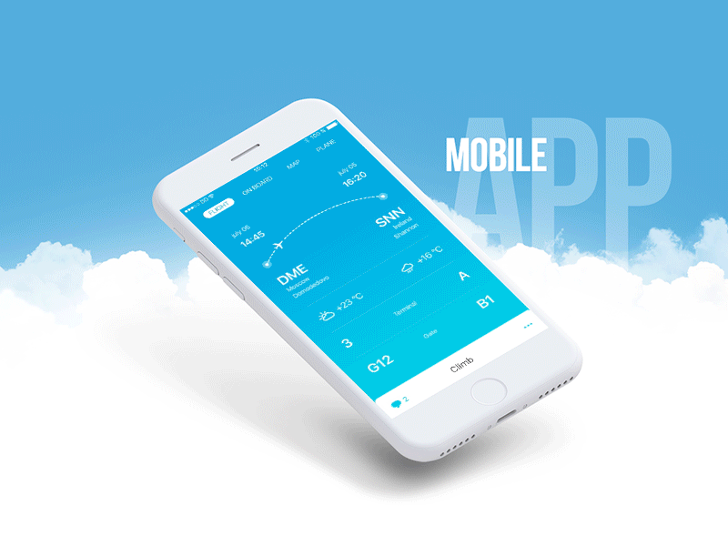 SkyGuru app concept airlines app flight mobile plane sky ui design