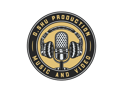 Music and video production logo apparel badge branding custom design emblem graphic illustration logo logotype music production retro vector video vintage