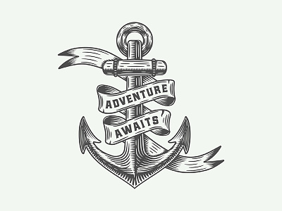 Adventure motivational poster adventure anchor badge emblem vintage retro trip explore illustration inspirational logo poster print motivational navy travel vector