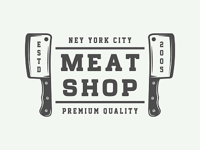 Vintage butchery emblem axe badge butchery design emblem knife logo meat restaurant retro steak vector
