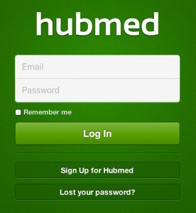 Hubmed - Login page button form green interface login ui