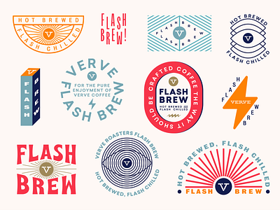 Verve Flash Brew badge brew can coffee cold brew flash illustration sticker verve