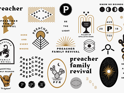 Preacher Family Revival design illustration preacher revival stars west texas