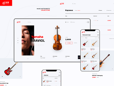 Jam. Music instruments online store music music instrument online shop online store red uidesign uxdesign web design website
