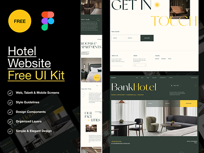 Bank Hotel - Free Website UI Kit figma freebies figma ui kit free free ui kit ui ui kit ui kit free uidesign ux uxdesign web design webdesign