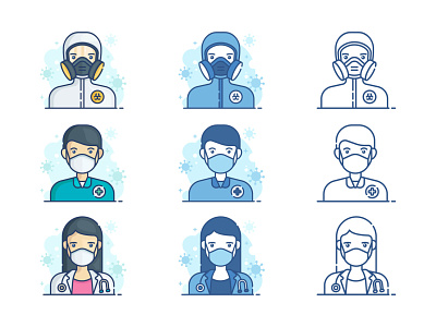 Health professional icon cartoon covid19 design flat icon illustration medical pandemic vector