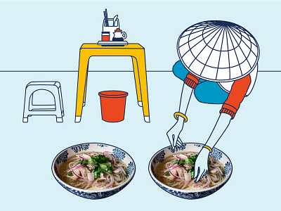 What The Pho? food furniture illustrator pho plastic vector vector art vietnam vietnamese woman