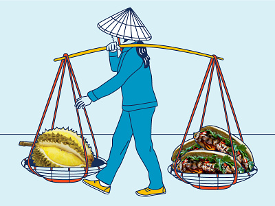 What The Pho? banh mi durian food illustrator vector vector art vietnam vietnamese woman