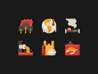 Pollution Icon Set design ecology global warming icon icon design icon set iconography icons pollution