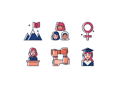 Women's Day Icon Set color omission design female feminism flaticon icon icon design icon set iconfinder iconography icons iconscout illustration woman women womens day