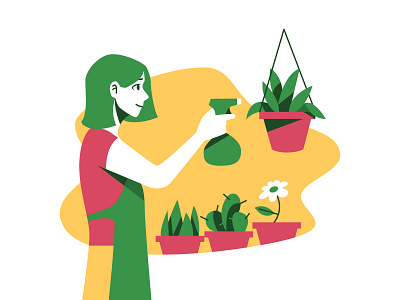 Gardening design designs flat garden gardening house plant illo illustration illustrator plant plants ui visual art woman