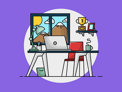 Home Office design desk home home office house icon illustration office ui ux vector vector art