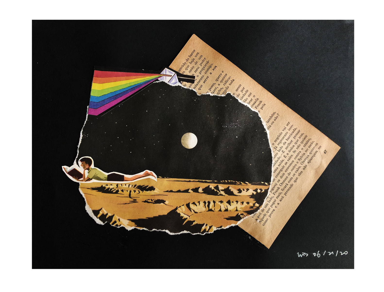 Collage Art / Read on the Moon by Iris Tian on Dribbble