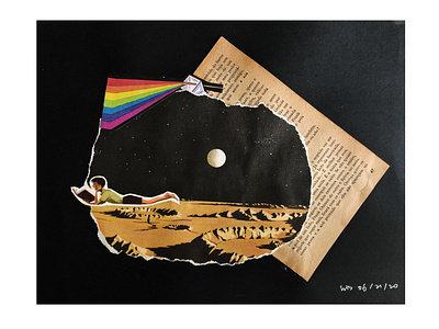 Collage Art / Read on the Moon