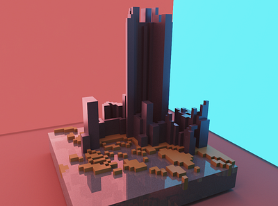 3D modeling - Futuristic Neon City 3d 3d modeling city magicavoxel neon sci fi
