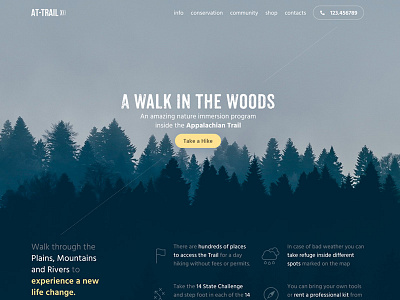 AT Trail landing page ui design user interface