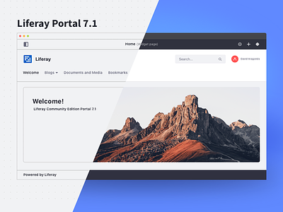 Liferay Portal 7.1 application dashboard desktop effect home image wireframe