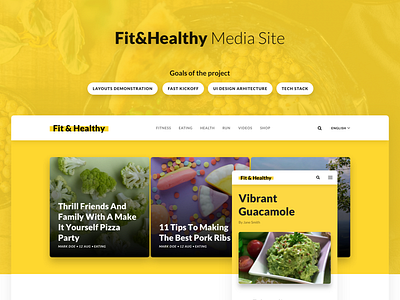 Media Site Template atomic design components health healthy healthy lifestyle homepage news portal training ui ui ux yellow
