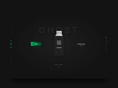 G H O S T Homepage 3d black blender button cta dark design ghost green grid homepage light slide ui ui ux usb web