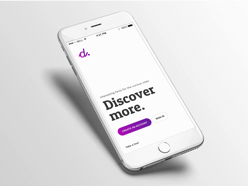 Discover More app in mobile ui animation sign up