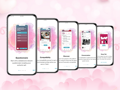 Dating App_Walkthrough Screens datingapp design interactions mobile mobile app uiux walkthrough