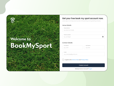 Sport booking App design registration signup sports app uiux website