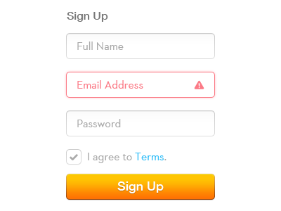 Signup Form button form orange signup terms