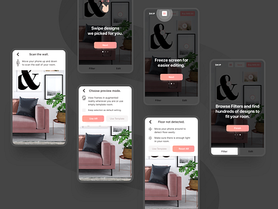 UX & UI design for furniture placement app app app design augmented reality furniture interaction design placement ui user interface ux virtual reality