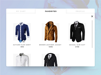 Fabrica - favorites popup ecommerce homepage online shop popup shop slider tablet ui user interface webapp