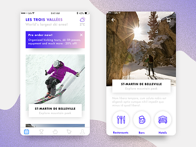 Les Trois Vallées app - Home & Detail screen