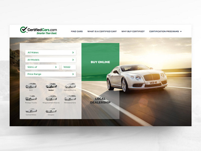 Certified Cars homepage design auto website automotive car experience homepage user user interface web design website