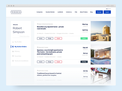 Vacation Rentals - User page home rental travel ui user interface ux vacation web design website