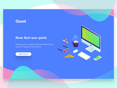 Quest Landing Page clean isometric landing layout page ps sketch ui ux website