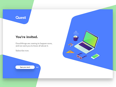 Quest Subscribe Page clean isometric landing layout page ps sketch ui ux website