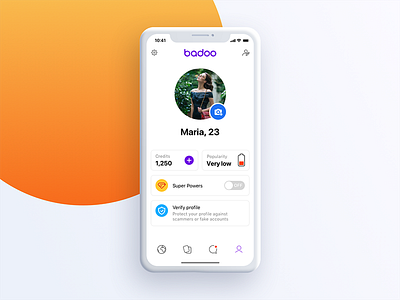 Badoo profile app application design ios11 iphone iphonex mobile mockup profile settings ui