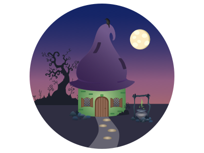Witch halloween house icon moon purple spooky witch