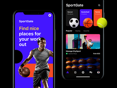 SportGate Mobile App app ball design filter list mobile onboarding places sport ui uiux ux